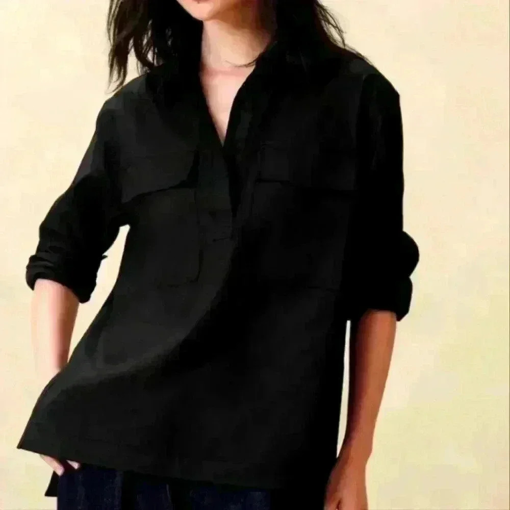 BANANA REPUBLIC DOUBLE-POCKET POPOVER BLOUSE